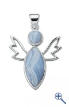 Licht-Engel in 925er Silber mit Chalcedon blau